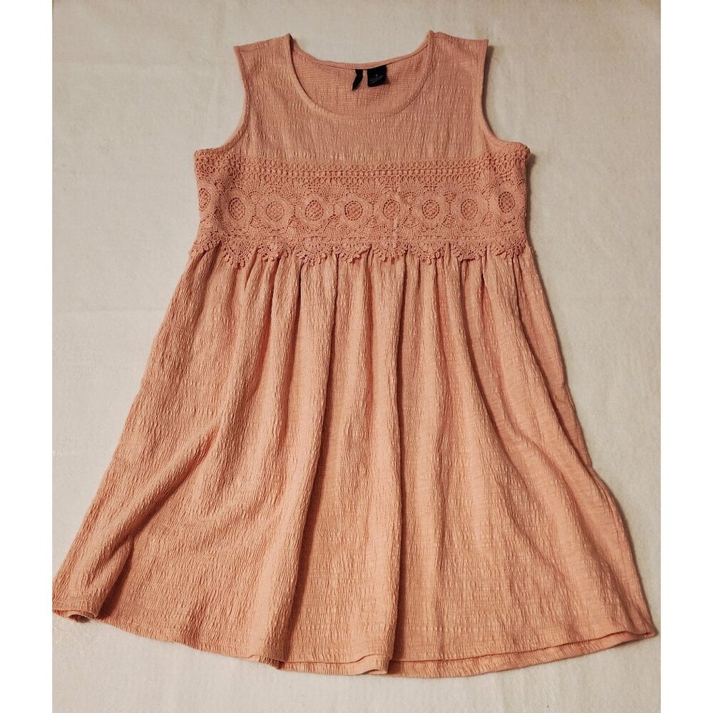 ND New Direction Peach Lace Sleeveless Dress Medium.